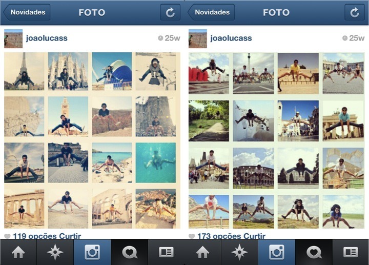 E olhem essa "coleção de pulos" do João Lucas em fotos tiradas pelo mundo todo!!!