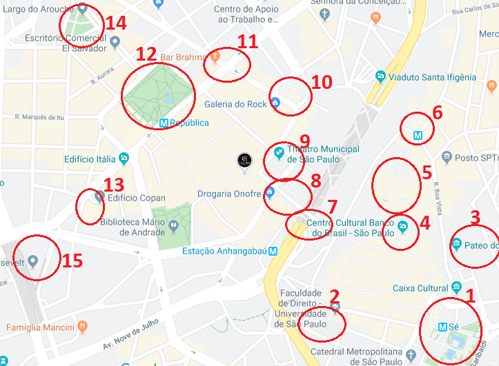 Mapa do centro de São Paulo