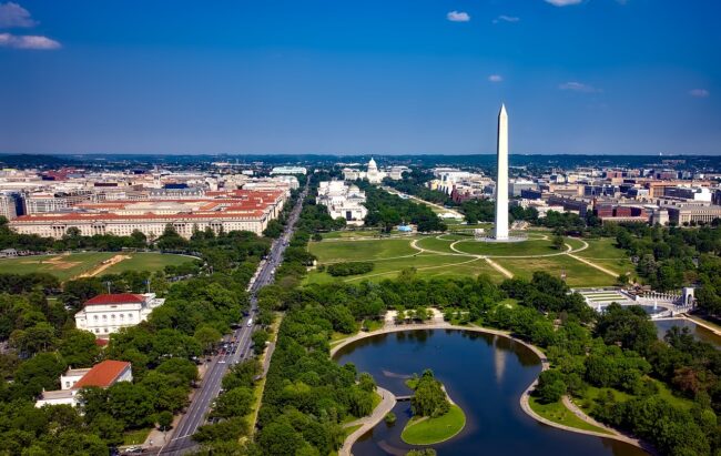 Vista aérea do National Mall, em Washington DC