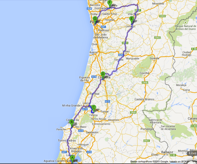 Mapa de Portugal  Portugal cidades, Roteiro de viagem portugal