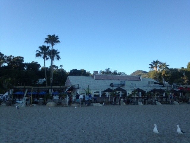 A estrutura do restaurante Paradise Cove Beach