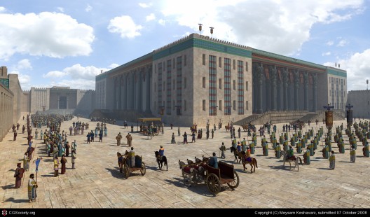 Uma imagem estimada de como era Persépolis em seus tempos áureos (Foto: Meyzan Keshavarz)