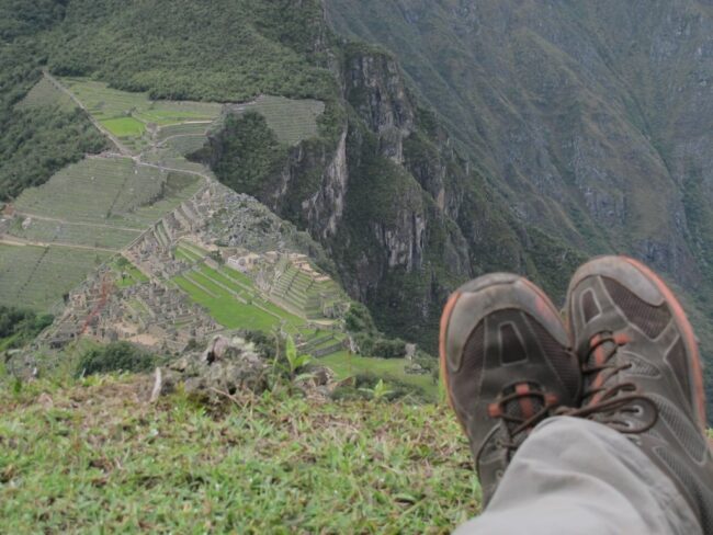 Visual do Huayna Picchu, em Machu Picchu. Haja fôlego. 