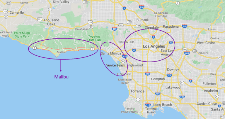 Mapa Malibu Los Angeles Santa Monica Venice Beach 768x408 