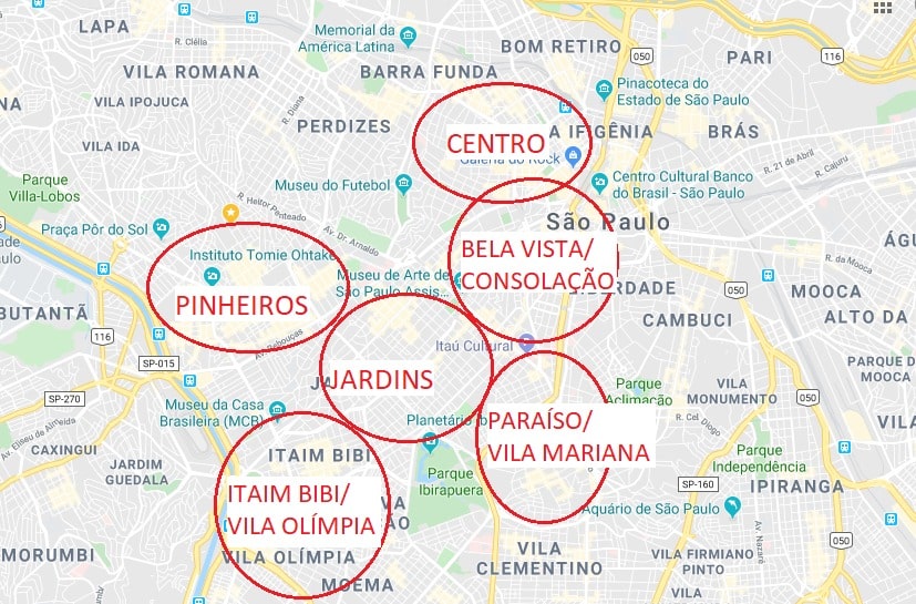 Mapa geral de São Paulo