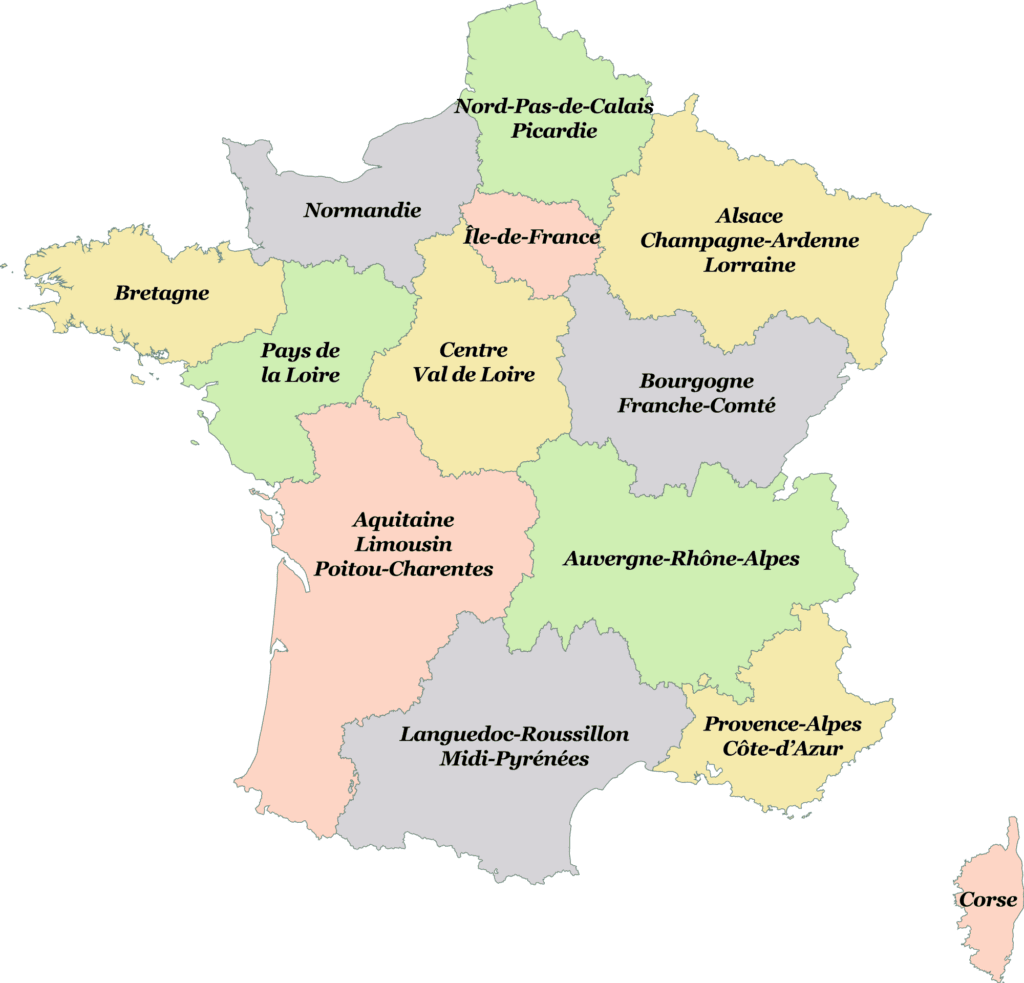 mapa das regiões da França